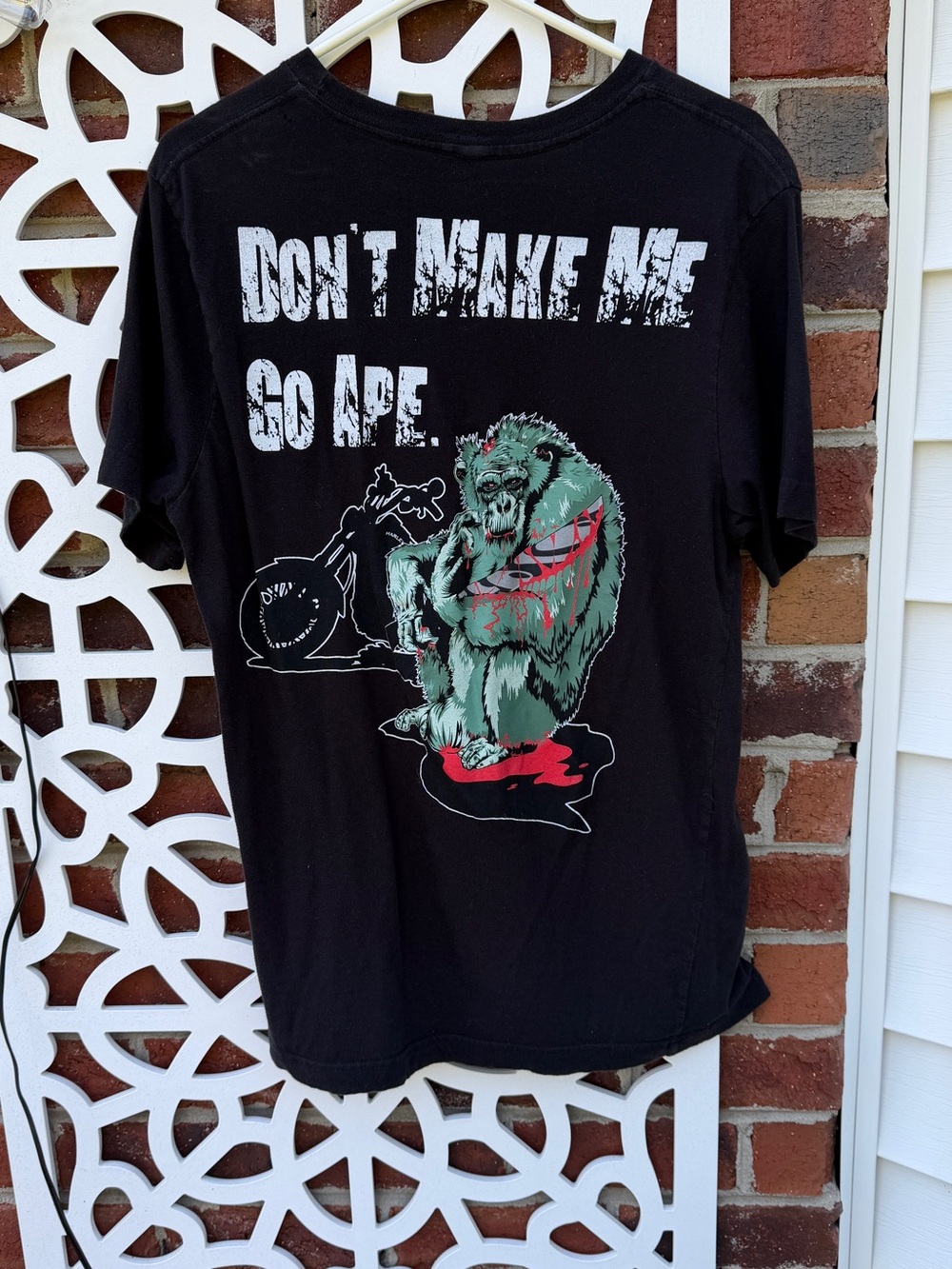 Quaid Bros Motorcycles Men’s L Black Graphic Biker Tee 333 Ape